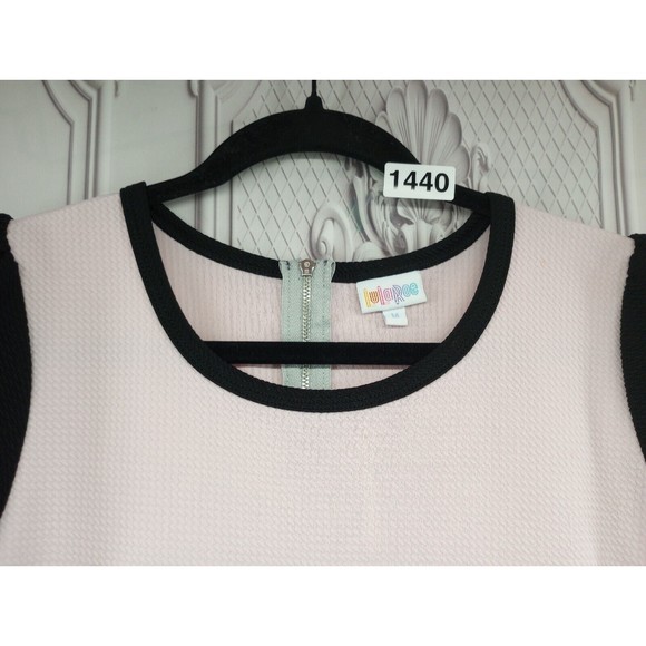 LuLaRoe Dress Womens Size M Pastel Pink & Black Fit & Flare Back Zipper Textured - Picture 3 of 16